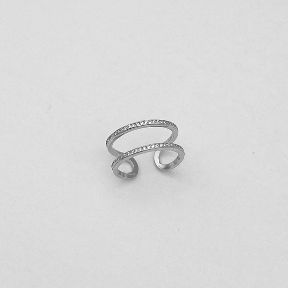 Sterling Silver CZ Cuff Ring - Picture 2 of 8